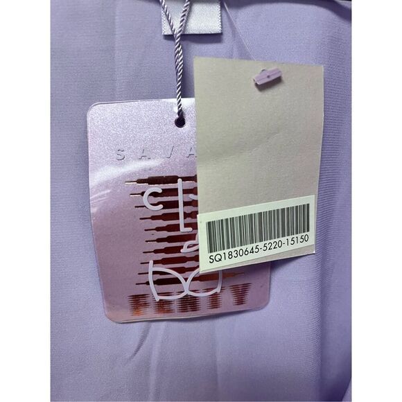 Savage X Fenty CLF Logo Short Lavender Belted Satin Robe sz XL/1X NWT - Picture 5 of 7